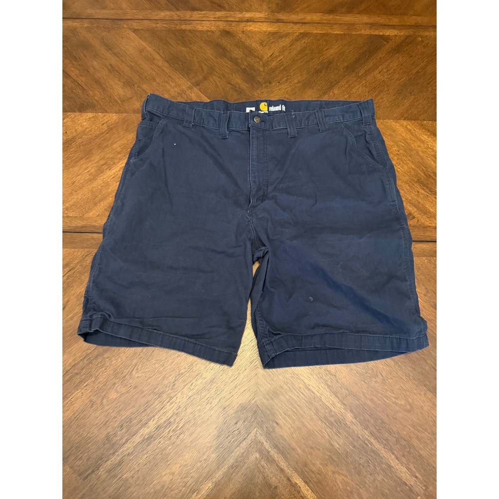 Carhartt Mens Navy Blue Relaxed Fit Canvas Work Utility Shorts Size 44